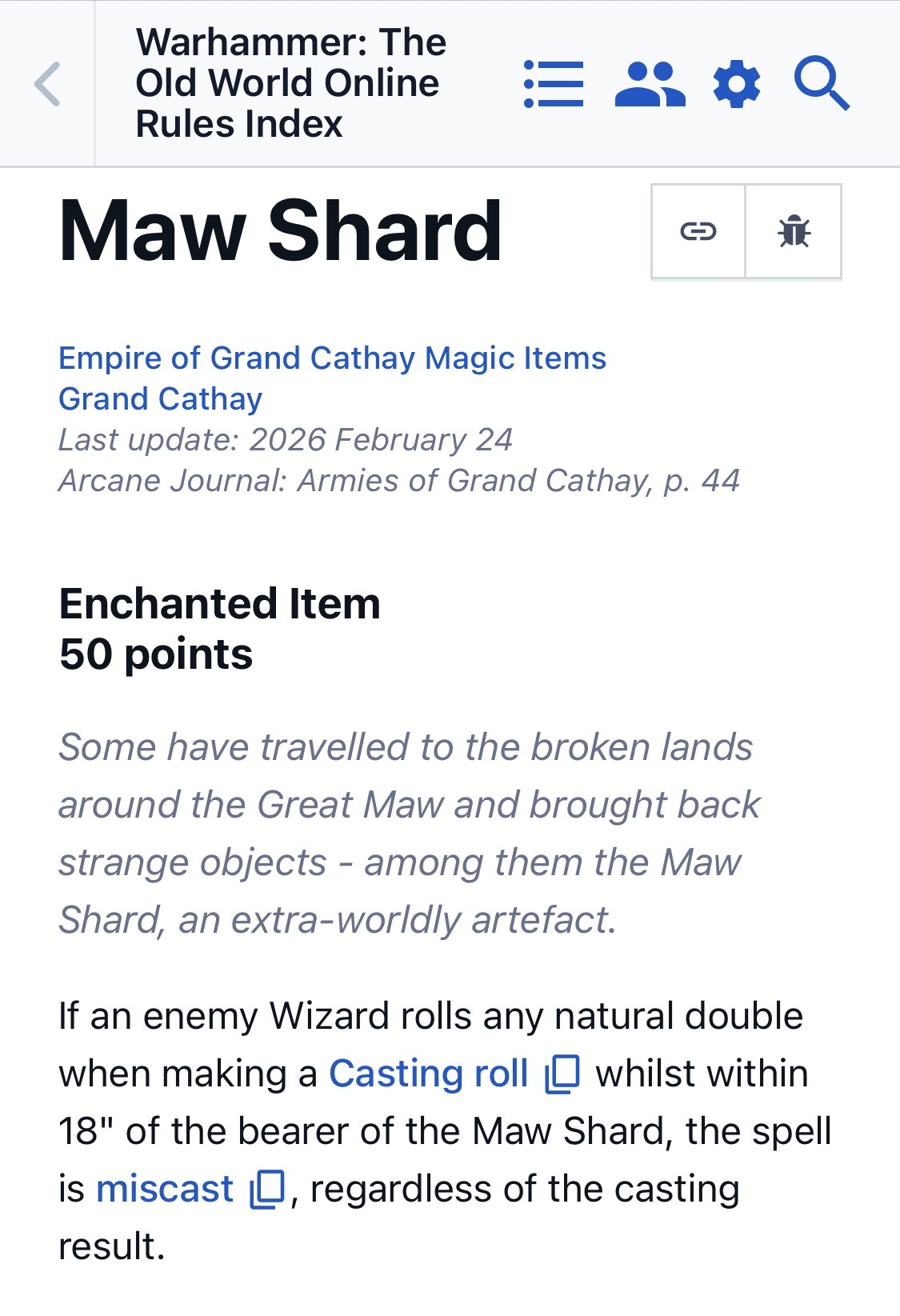 Magic item screenshot