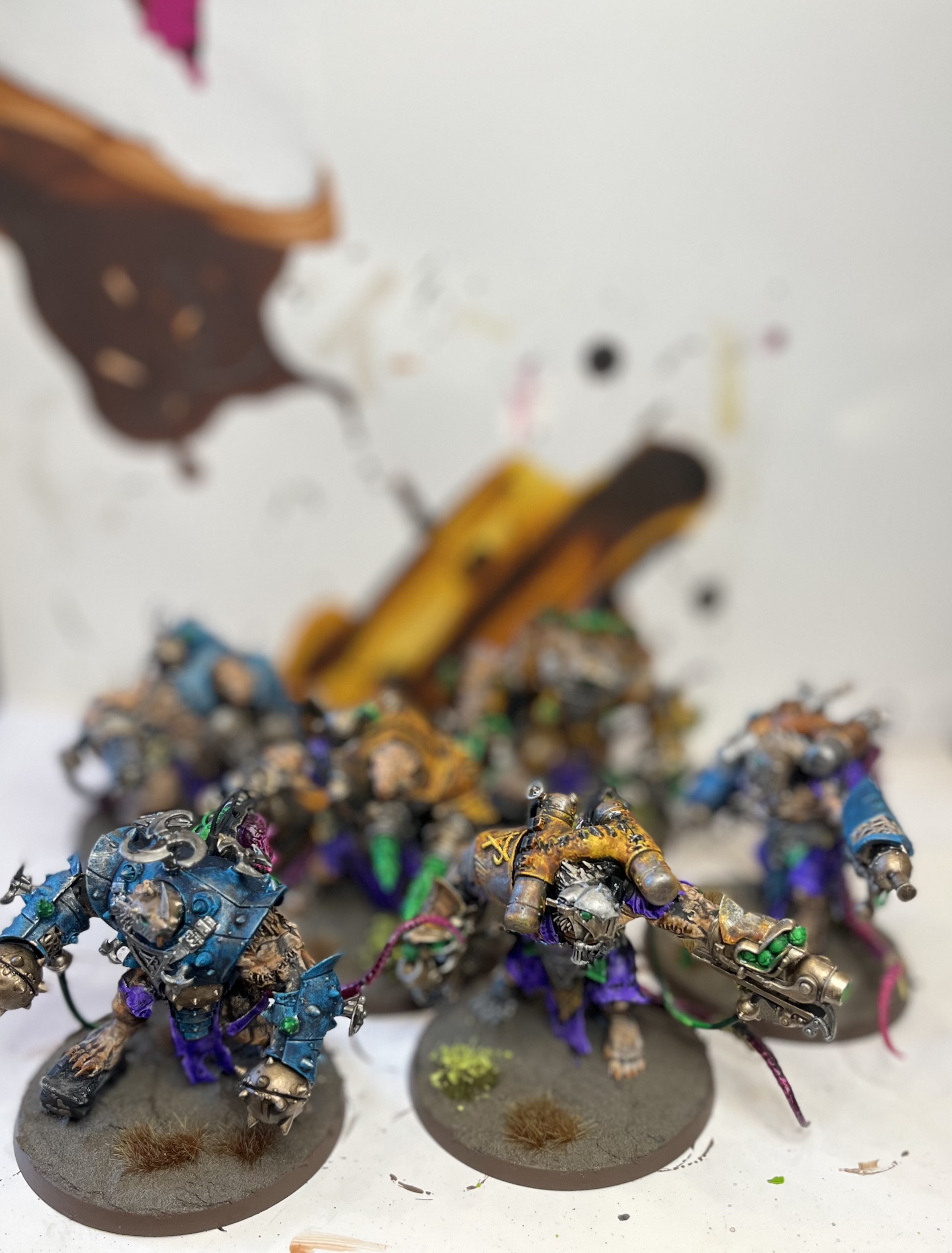 Close-up of the painted daemons