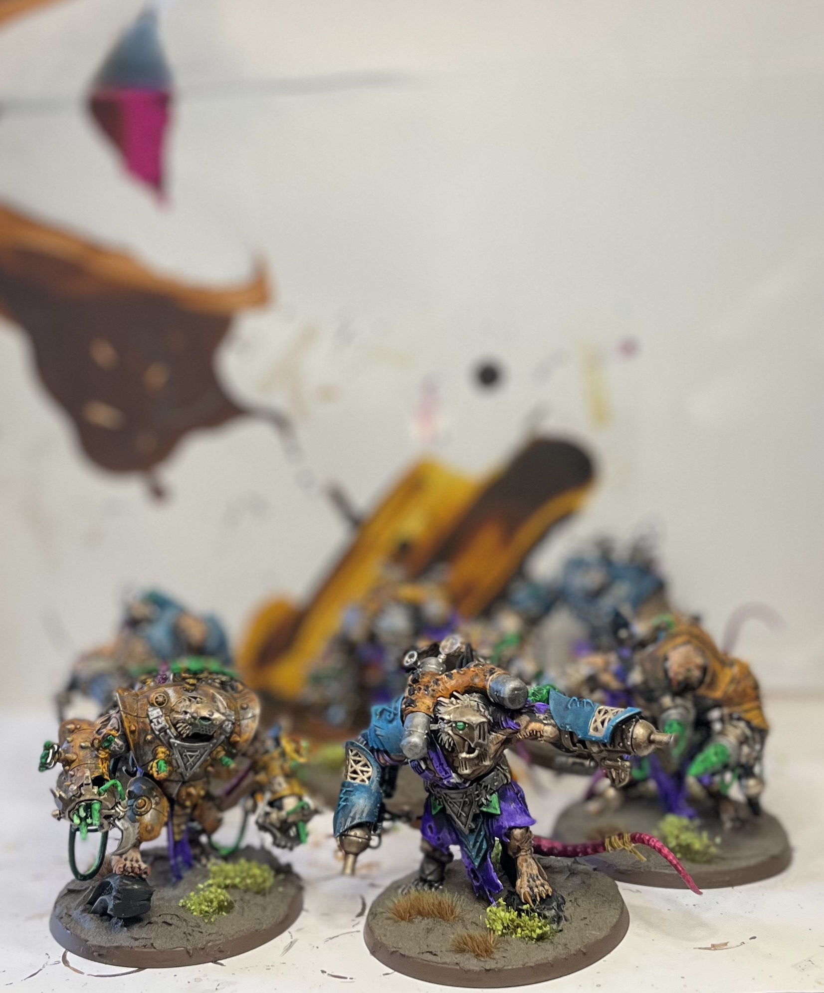 Six painted daemons - group shot