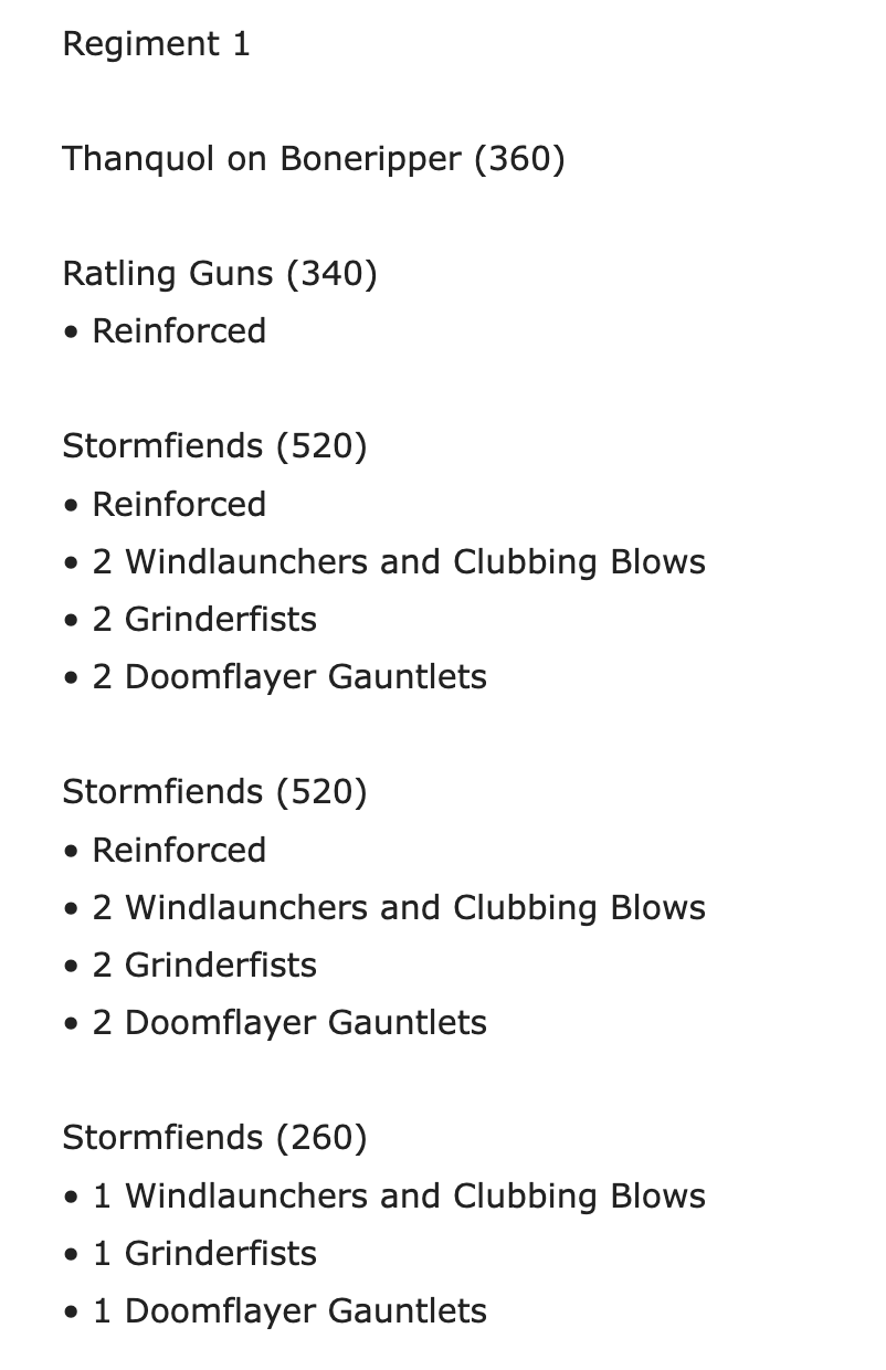 Skaven list screenshot