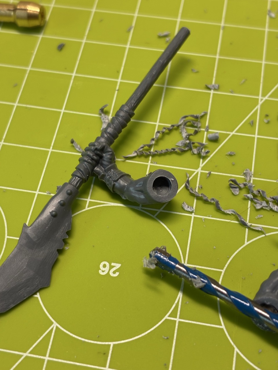 Close-up of the drilled and magnetised connection points