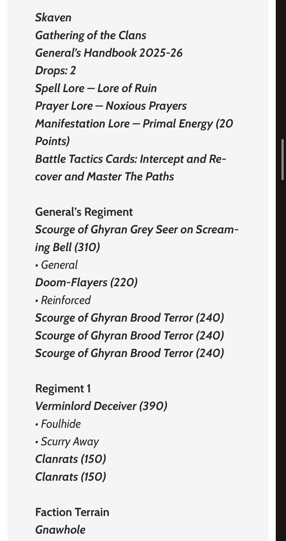 Triple Brood Terrors list result