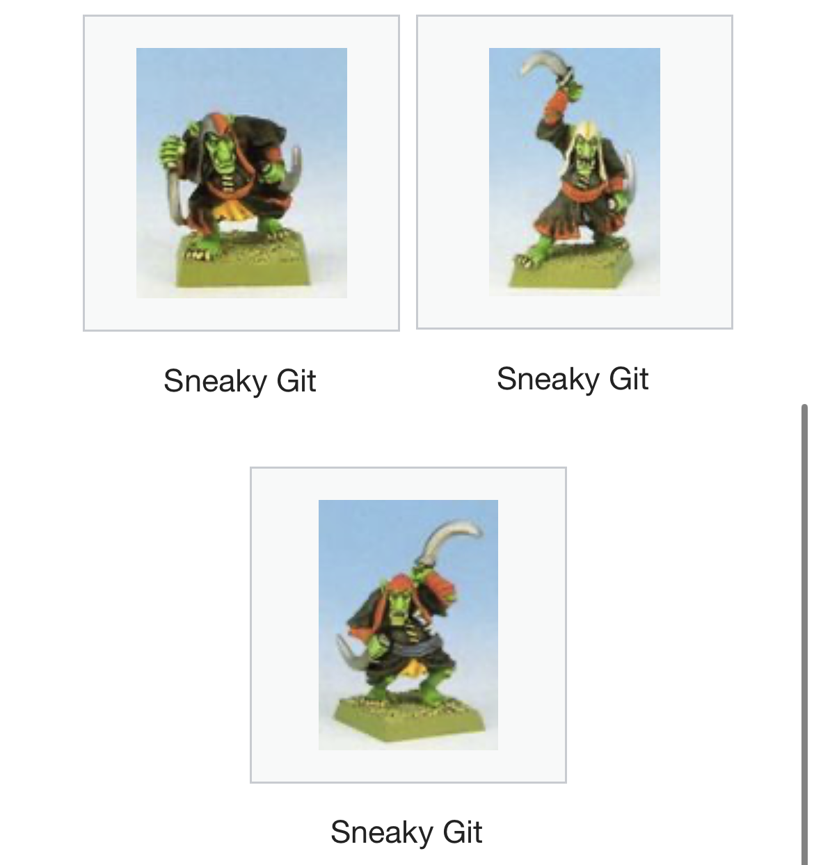 Old goblin miniatures reference