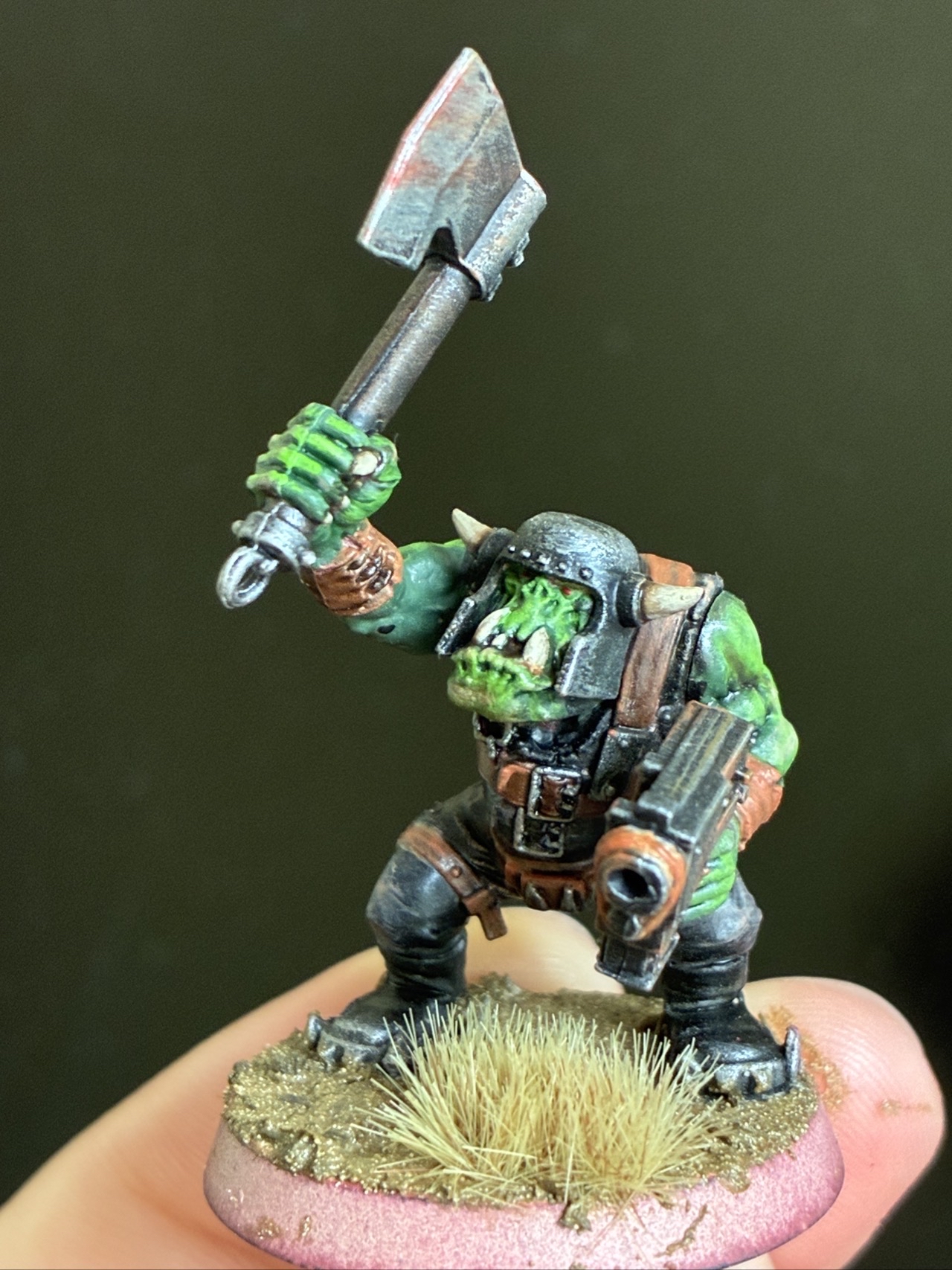 Helmet and weapon detail