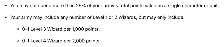 Tournament restrictions screenshot