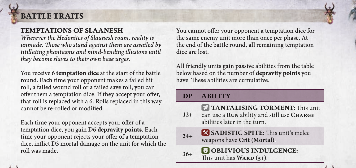 Slaanesh Spearhead battle trait