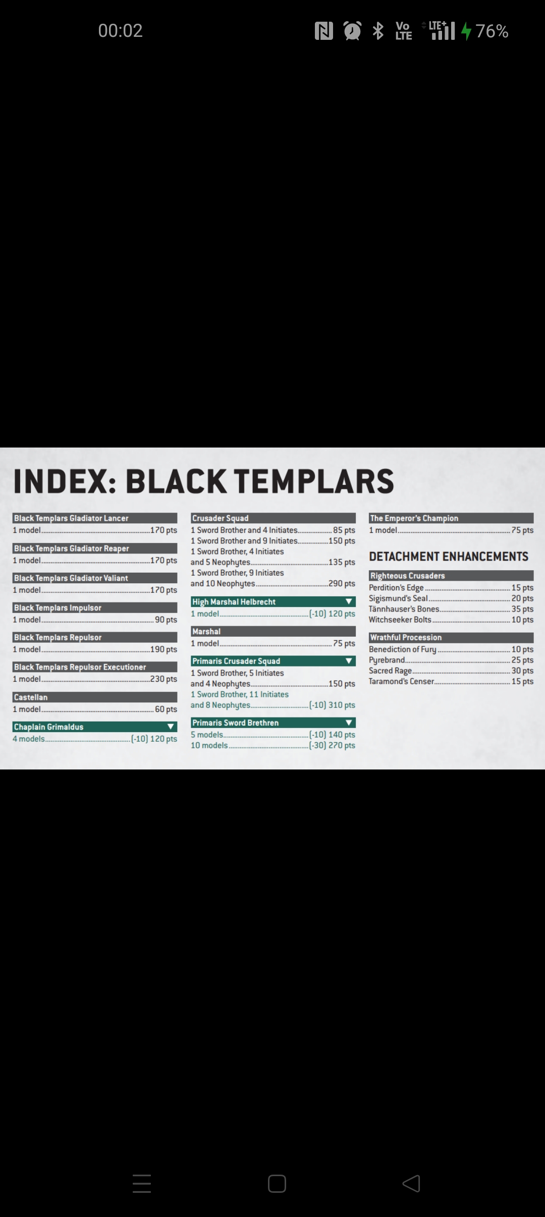 Points update screenshot