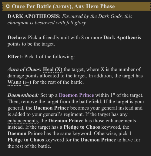 Daemon Prince transformation rule
