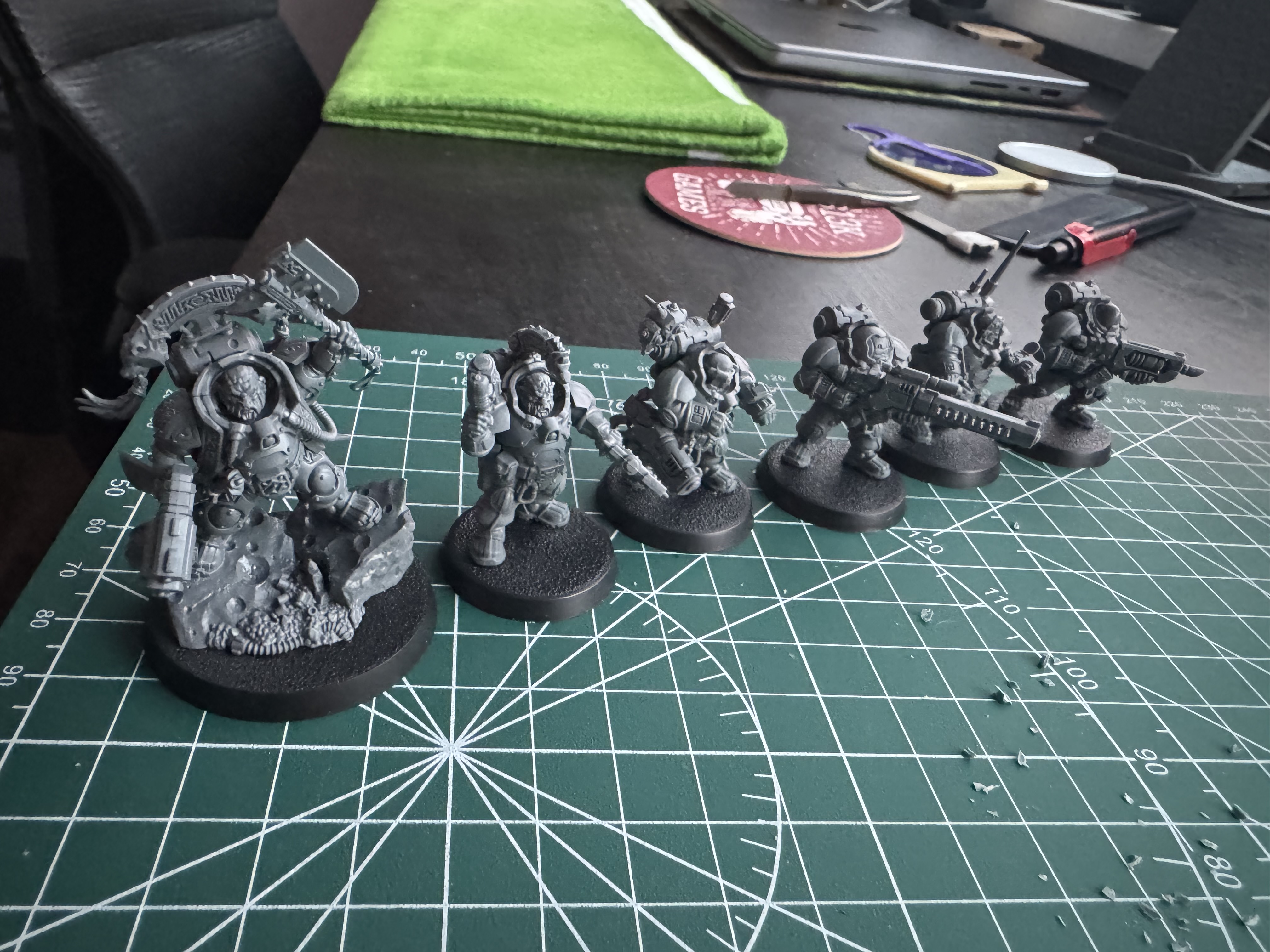 Assembled dwarfs after a full day of hobby work