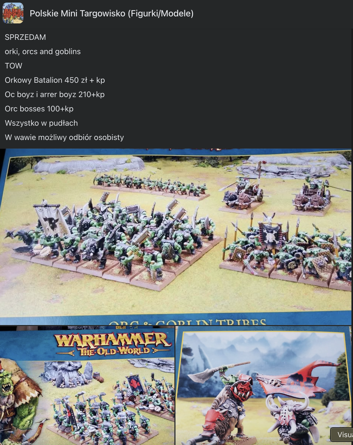 Screenshot of the second-hand army listing