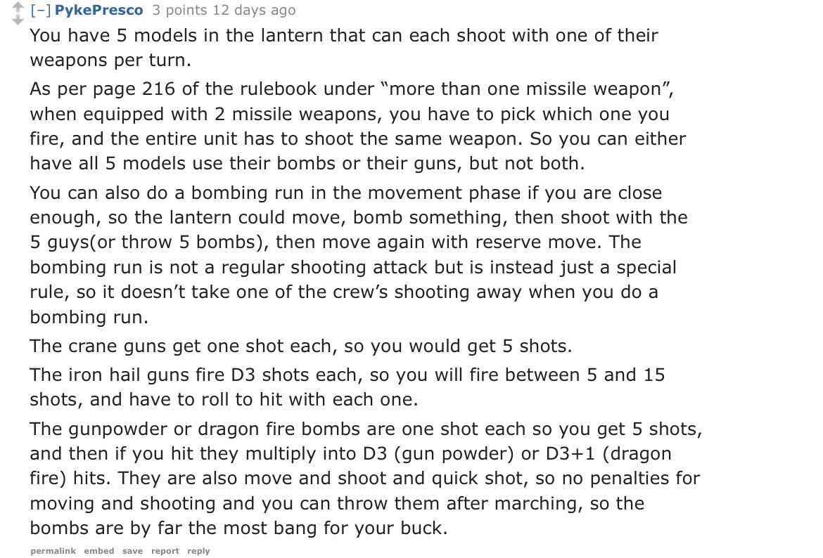 Rules clarification comment