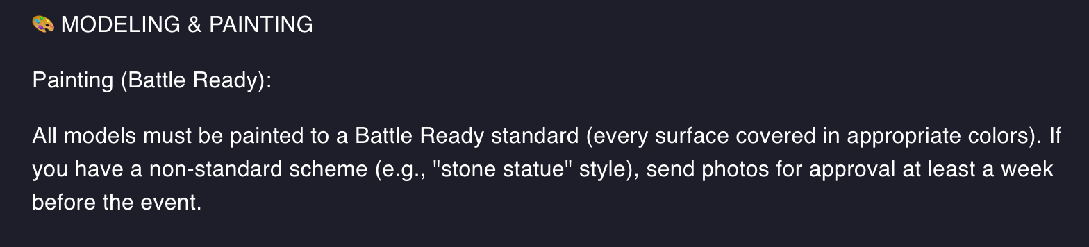 Tournament requirement screenshot