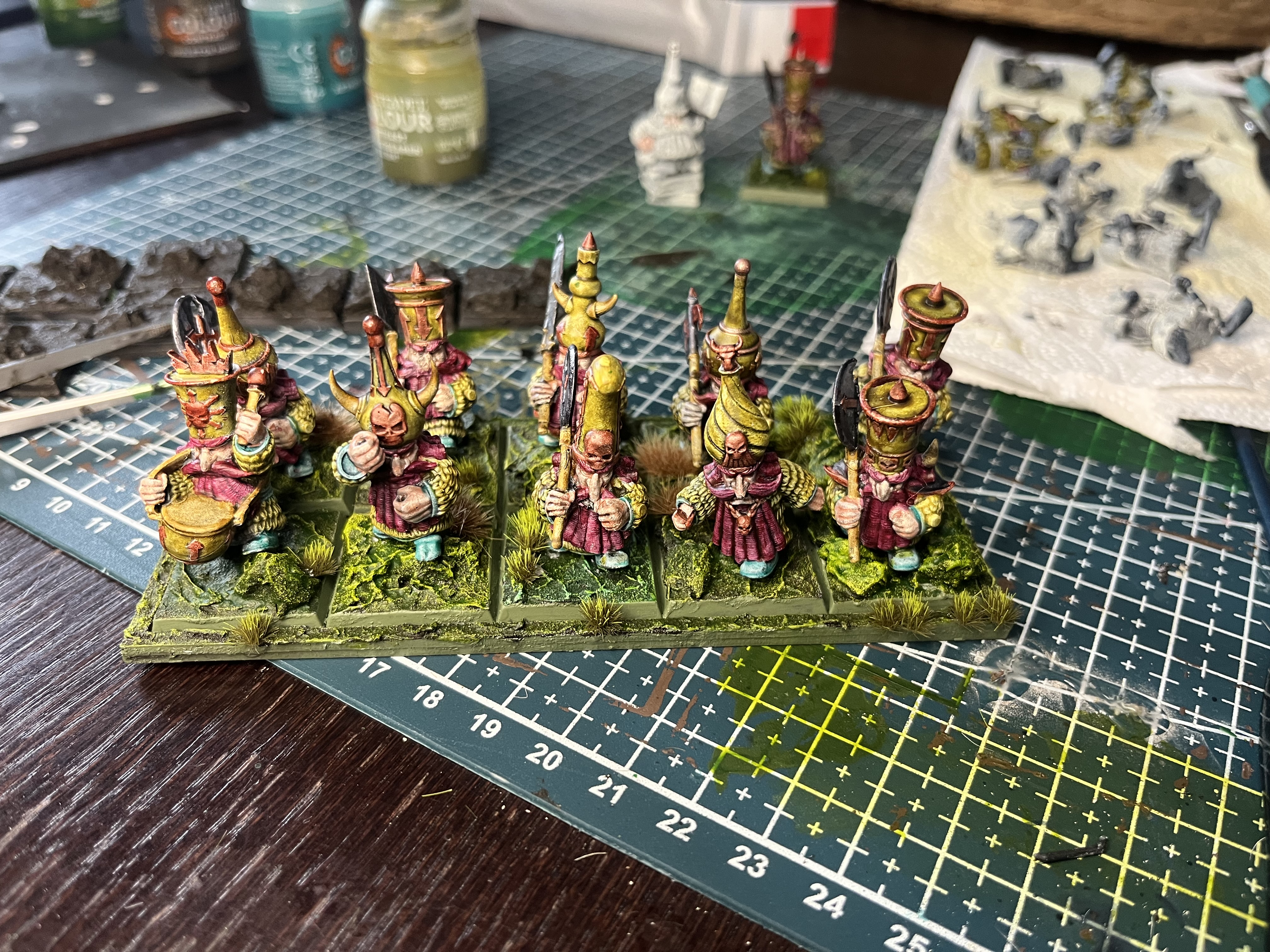 Painted display tray with scenic details